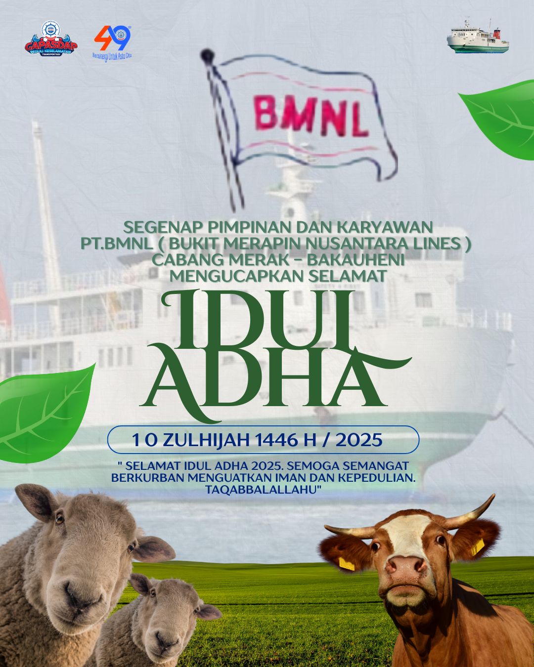 PT. Bukit Merapin Nusantara Lines  Mengucapkan Selamat Hari Raya Idul Adha 1446 H / 2025