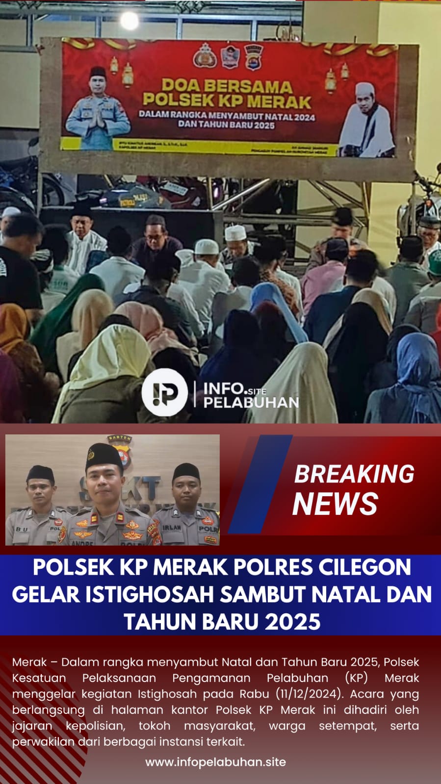 Polsek KP Merak Polres Cilegon Gelar Istighosah Sambut Natal dan Tahun Baru 2025