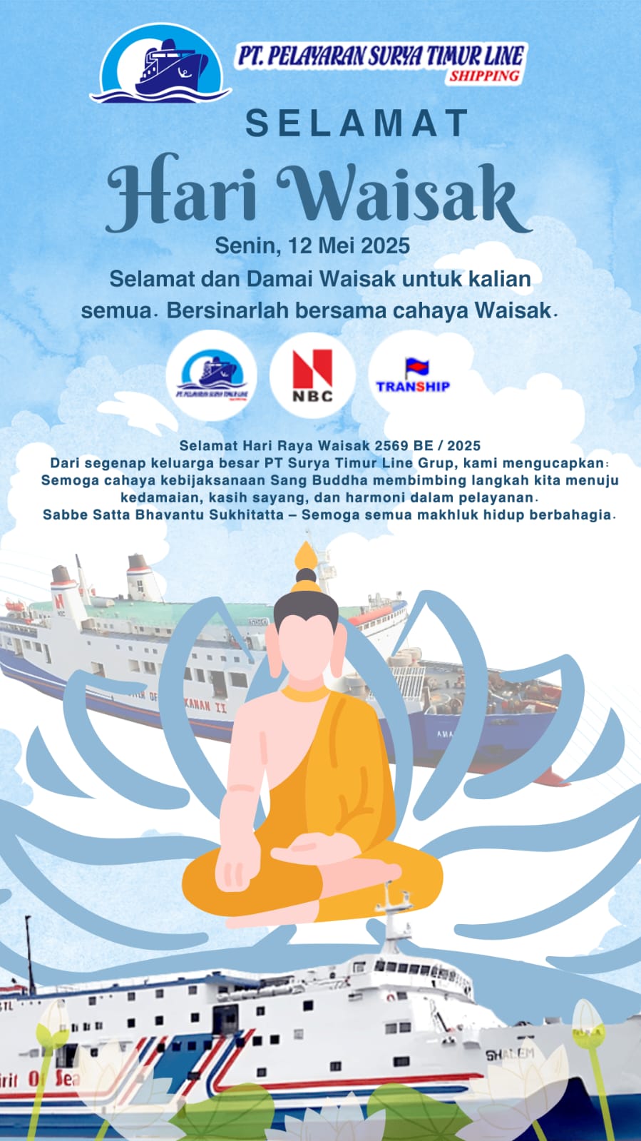 PT Surya Timur Line (STL) Grup Ucapkan Selamat Hari Waisak dan Sampaikan Libur Panjang kepada Pengguna Jasa