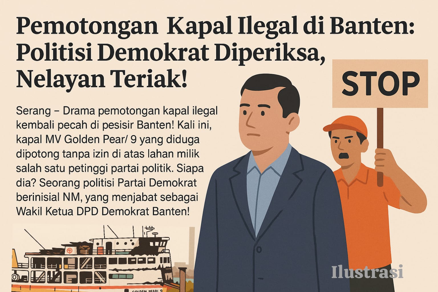 Pemotongan Kapal Diduga Ilegal, Wakil Ketua Demokrat Banten Diperiksa Penyidik Hubla