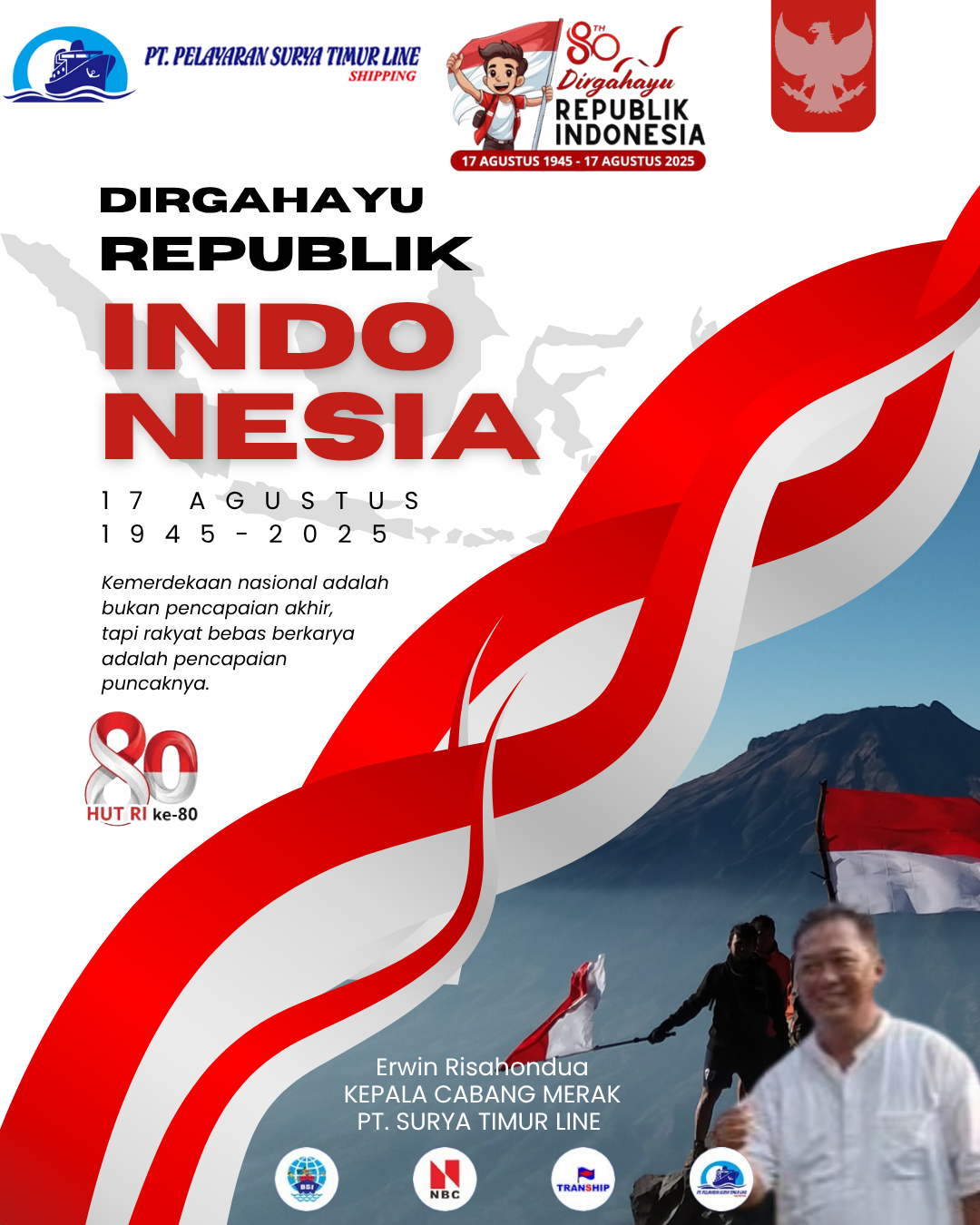 PT Surya Timur Line Group & Perwakilan Merak–Bakauheni Ucapkan Dirgahayu RI ke-80